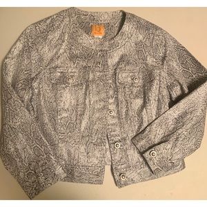 NWOT Ruby Rd. Gray/White Shimmer Crop Jacket Size 6